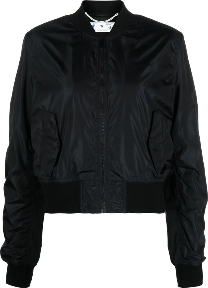 Diag cropped bomber jacket