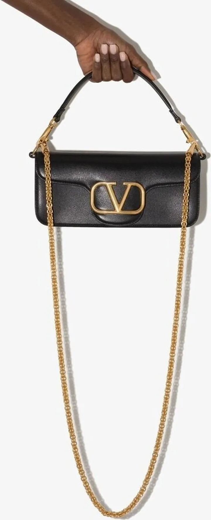 Black VLogo Leather Shoulder Bag