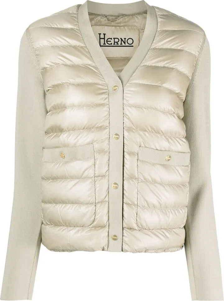 V-neck panelled padded jacket