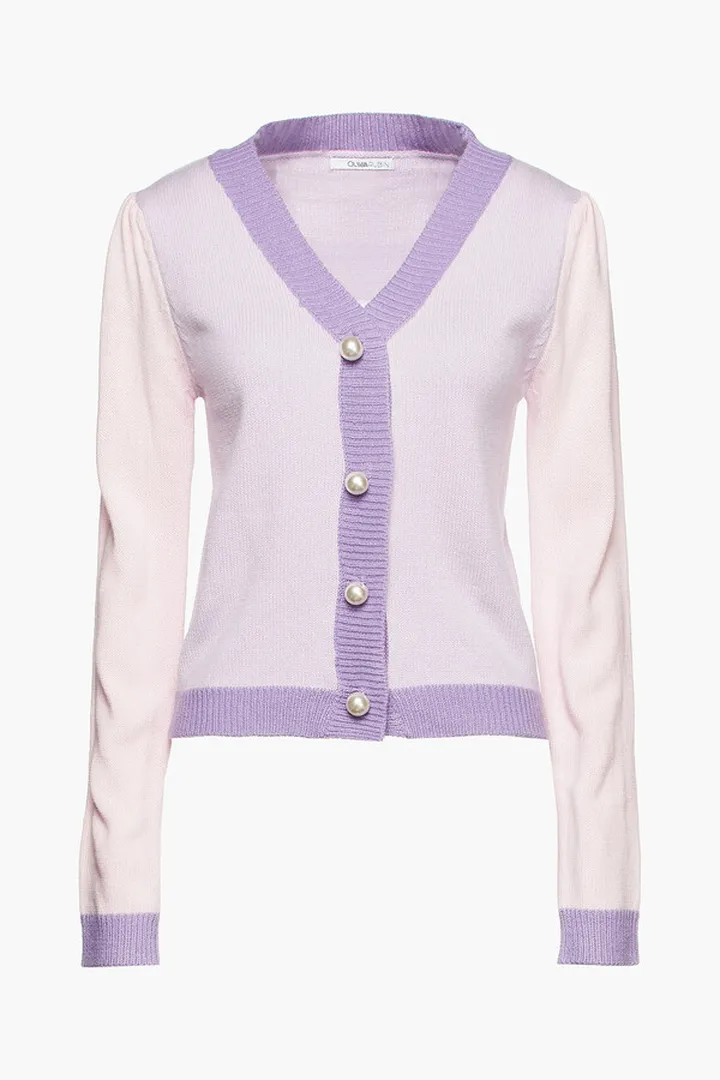 Color-block knitted cardigan
