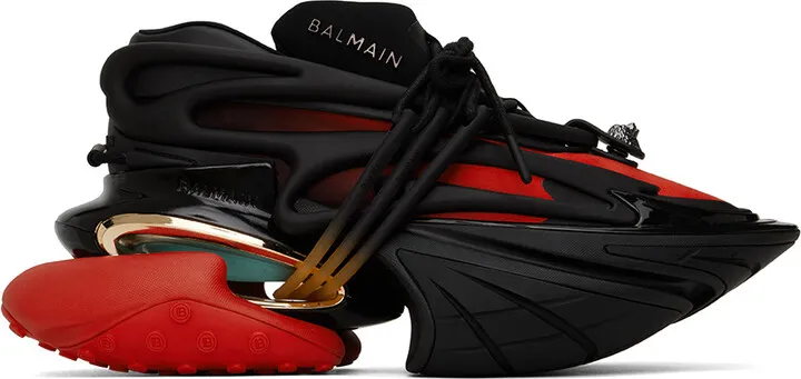 Balmain Black & Red Unicorn Sneakers