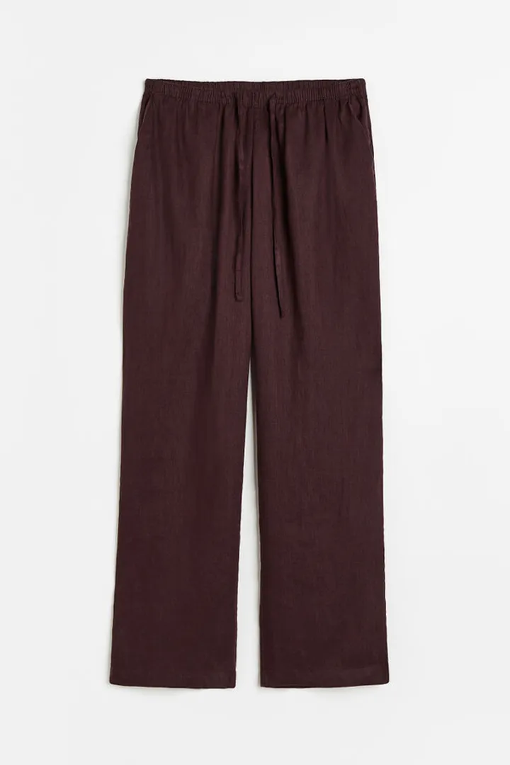 Wide-leg Linen-blend Pants