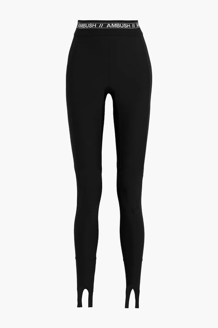 Jacquard-trimmed scuba leggings