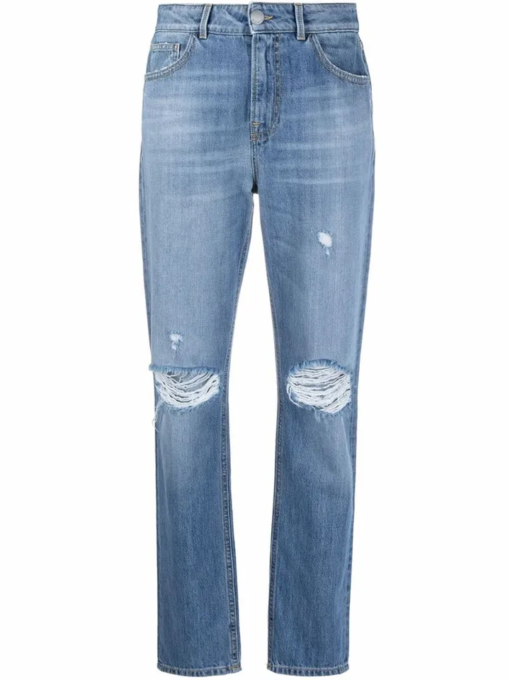 Ripped-Detail Slim-Fit Jeans