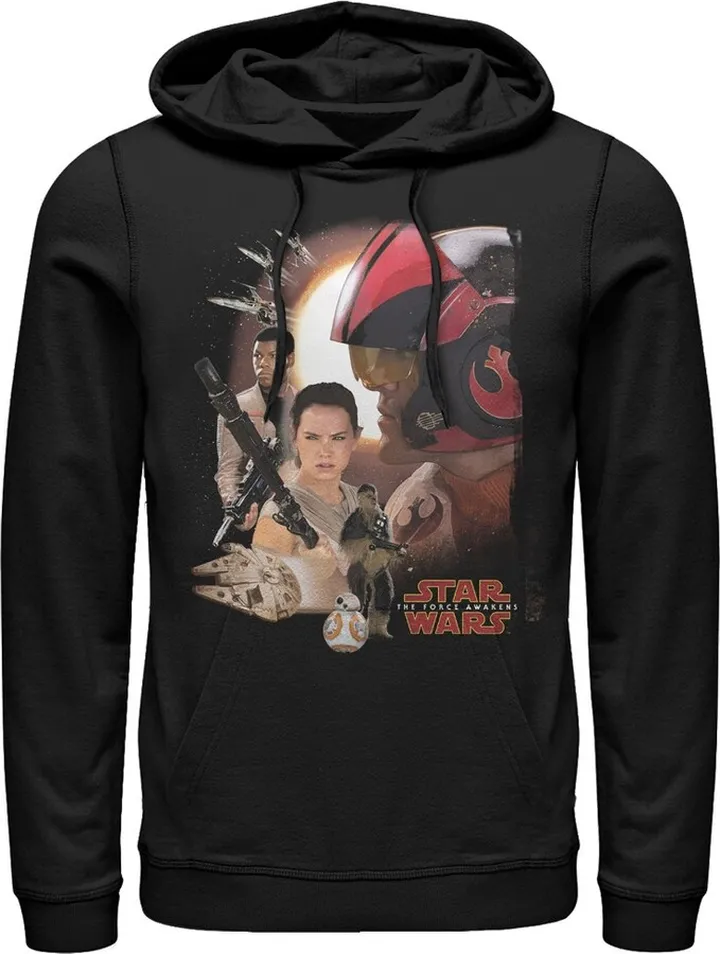 Men's Star Wars The Force Awakens Characters Pull Over Hoodie - Black - Small