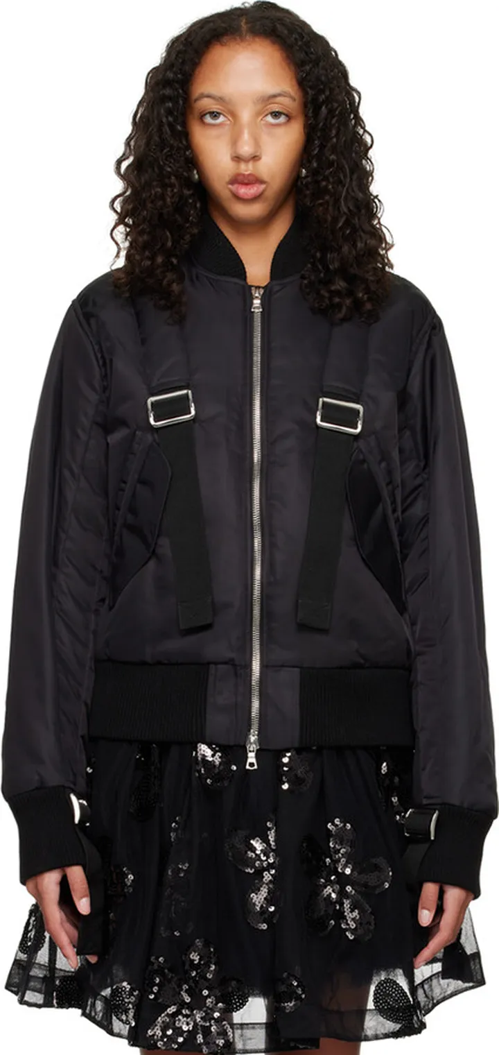 Simone Rocha Black Cinch Strap Bomber
