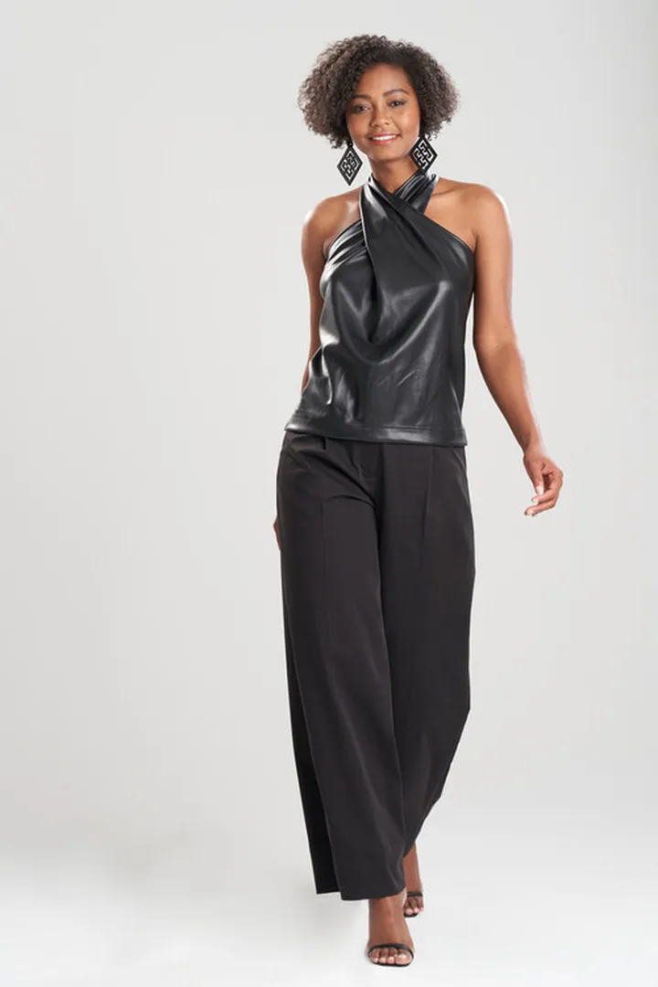 Vegan Luxe Leather Crossover Halter Tank