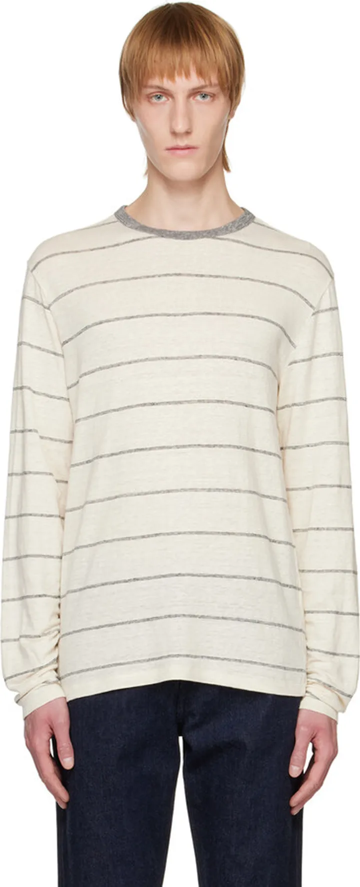 Officine Générale Off-White Striped Long Sleeve T-Shirt