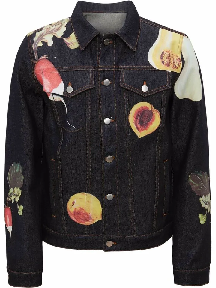Veggie-print denim jacket