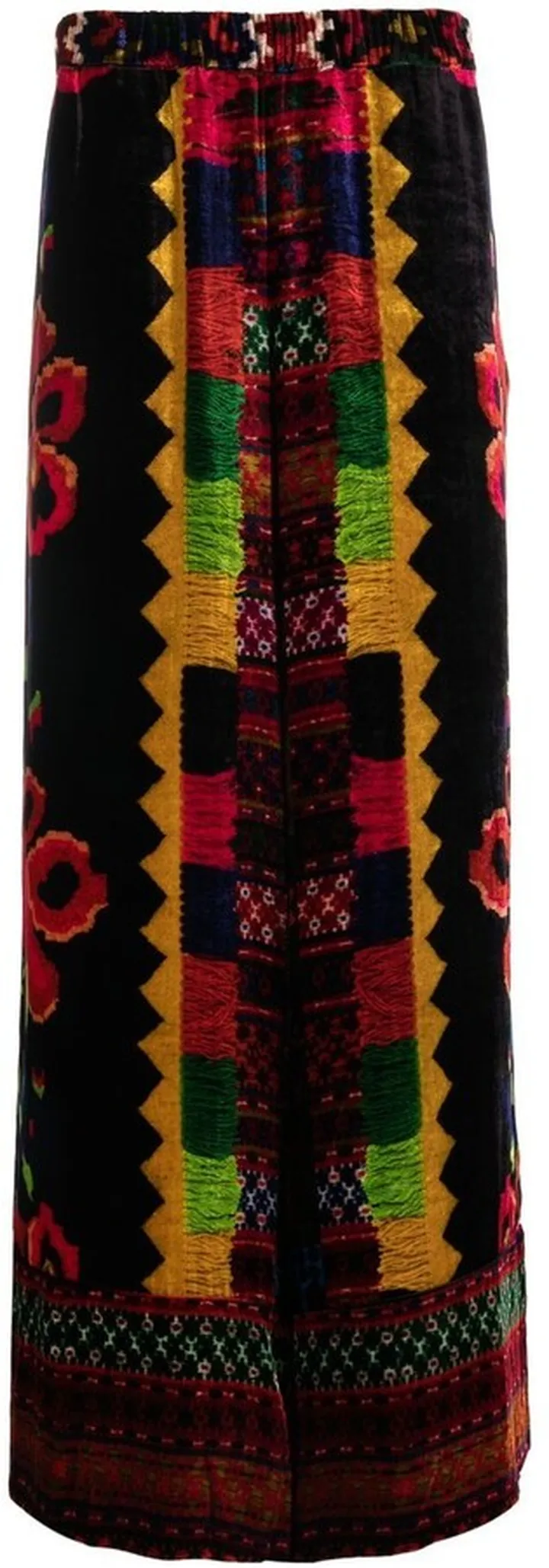 Patchwork Embroidered-Detail Straight Leg Trousers