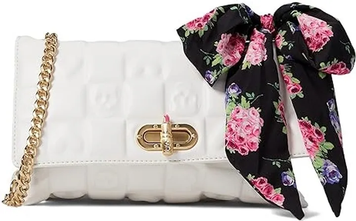 Blue by Betsey Johnson Skull Hearts Flap Bag (White) Handbags