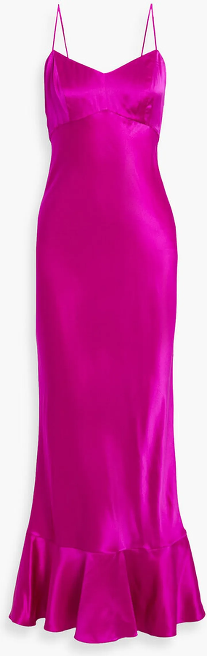 Mimi fluted silk-satin maxi dress