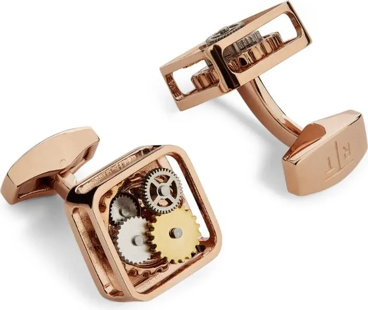 Tateossian Rose Gold-Plated Square Gear Cufflinks