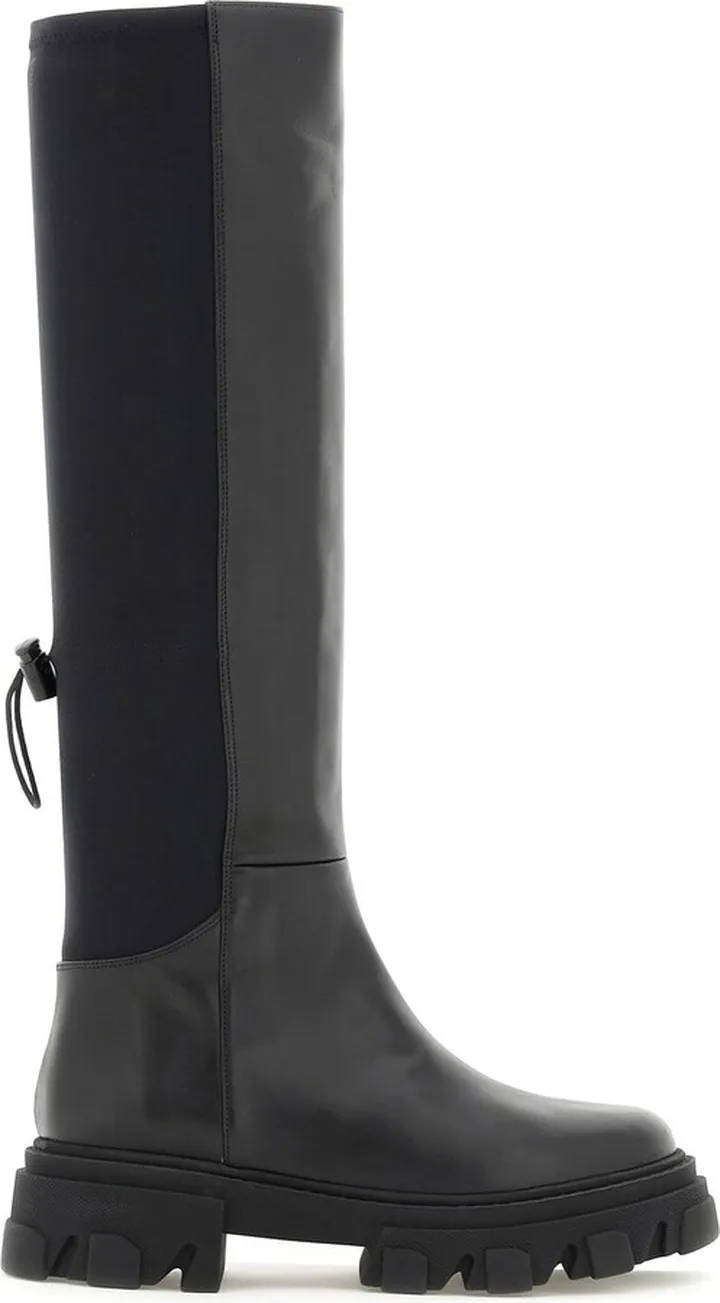 Leather And Fabric Combat Boots