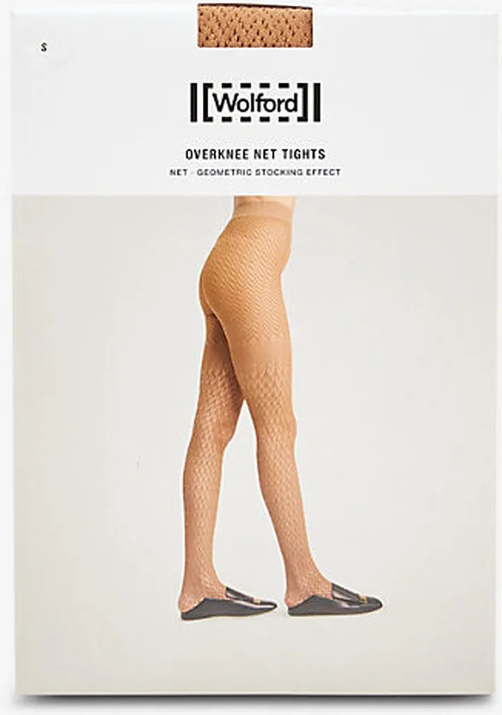 Womens Honey Geometric Overknee-effect net tretch-woven Tights