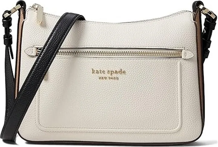 Kate Spade New York Hudson Color-Blocked Pebbled Leather Medium Crossbody (Parchment Multi) Handbags
