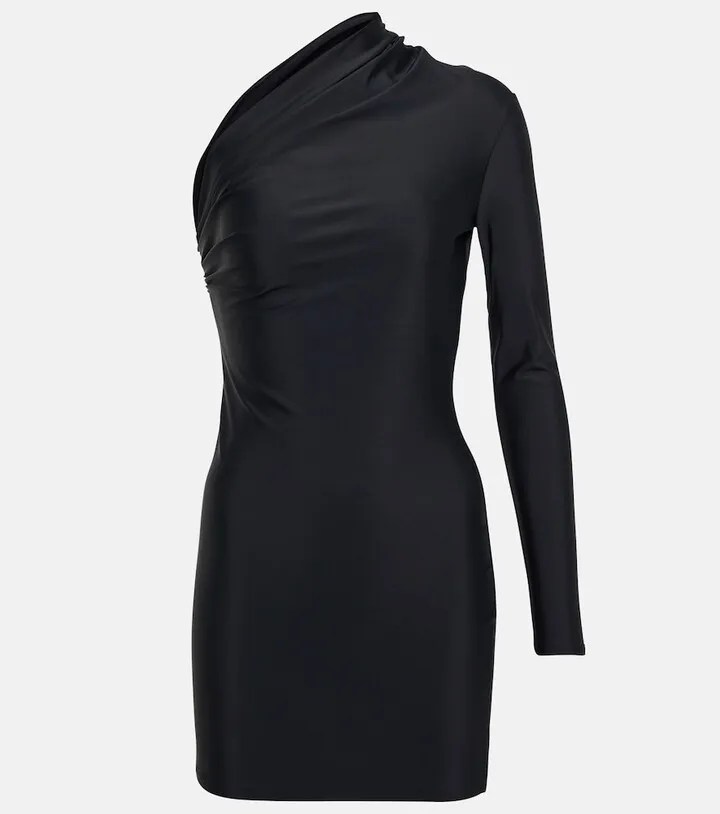 One-shoulder jersey minidress