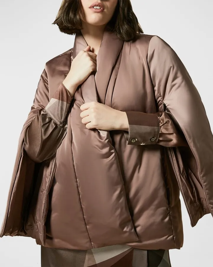 Pianeta Convertible Drape-Sleeve Puffer Coat