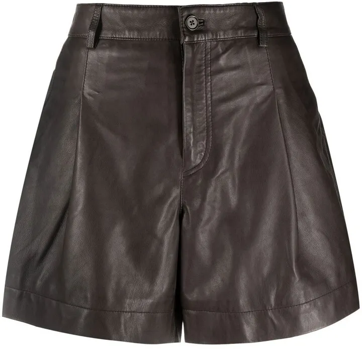 High-Waist Leather Shorts