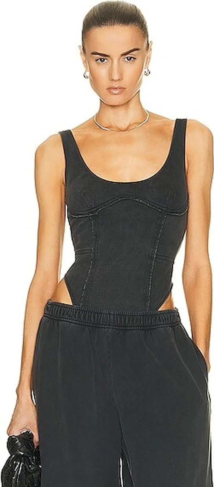 Acne Studios Sleeveless Bodysuit in Charcoal