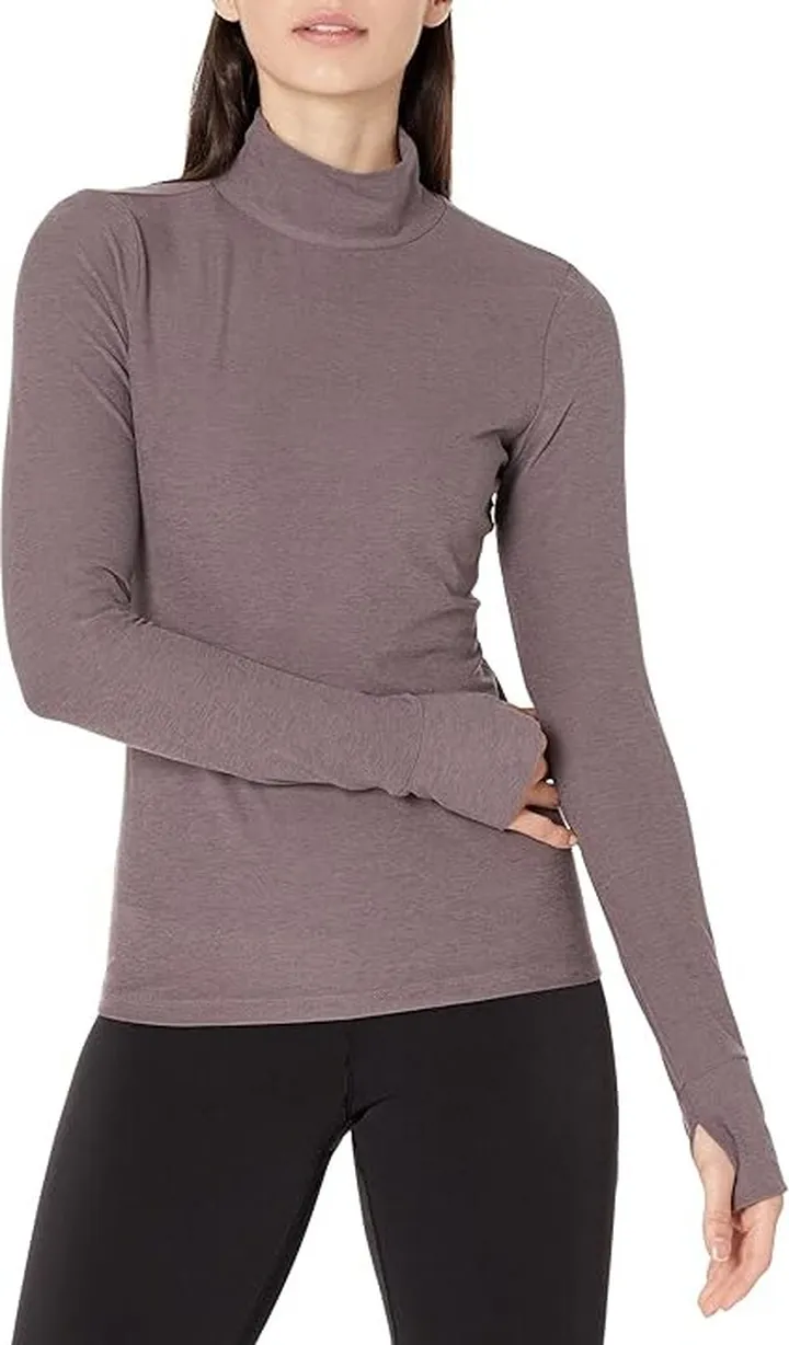 Beyond Yoga Spacedye Captivating Turtleneck Pullover (Woodland Heather) Women's Clothing