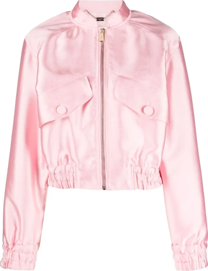 Cropped Satin Bomber Jacket