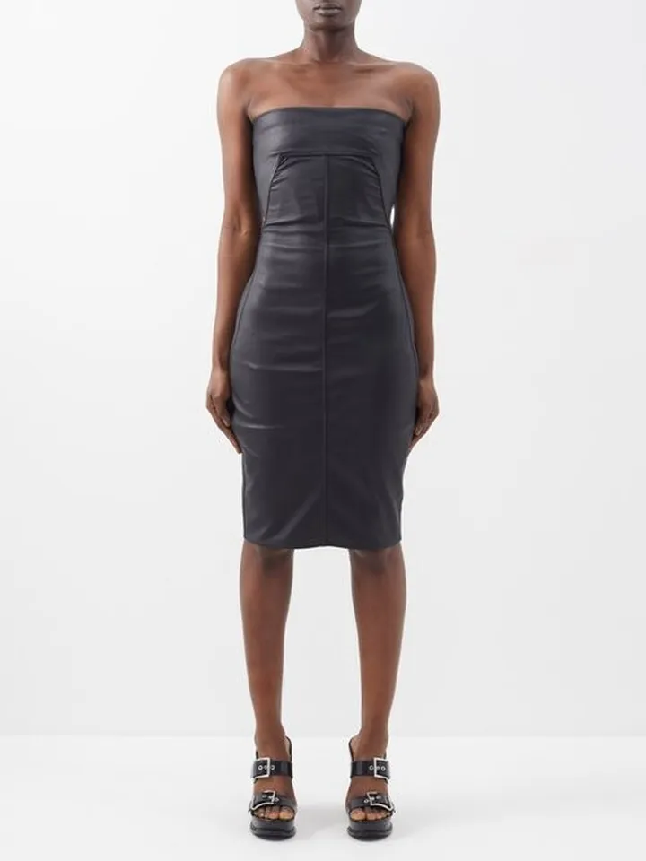 Strapless Leather-blend Strapless Dress