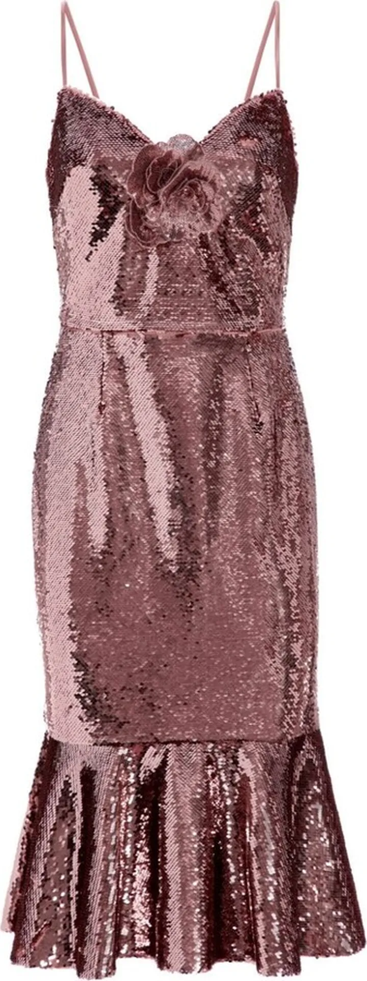 Magnolia floral-appliqué sequined dress