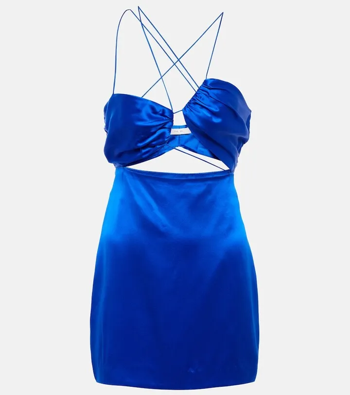 Asymmetrical silk satin minidress