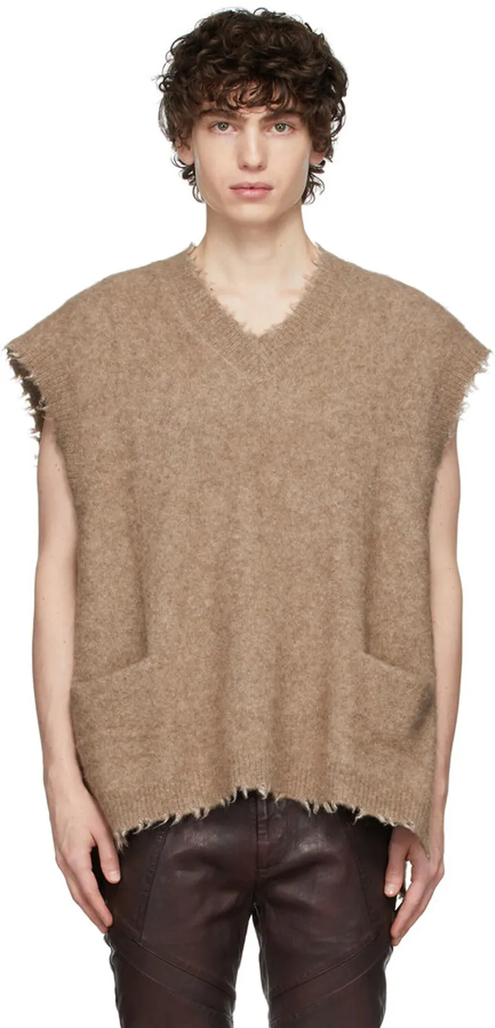 FREI-MUT Beige Cashmere V-Neck Vest