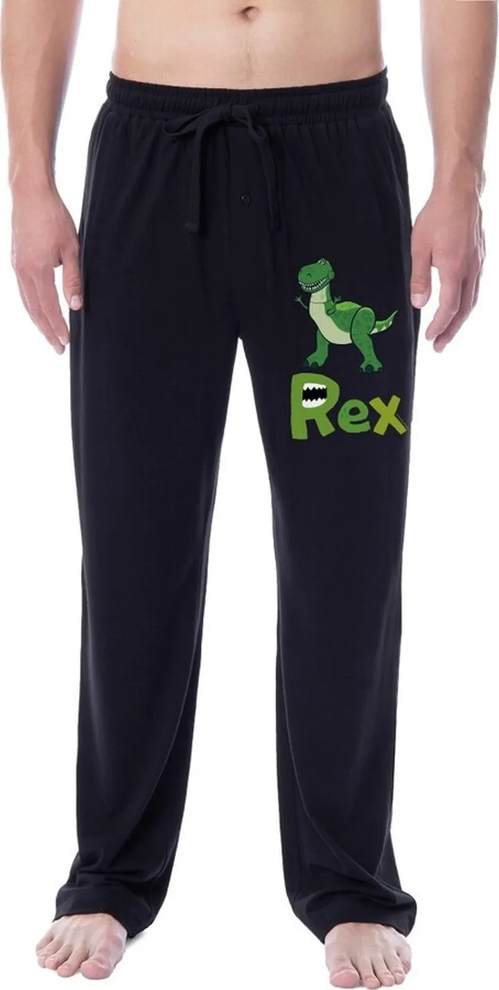 Disney Mens' Toy Story Movie Rex Dinosaur Character Sleep Pajama Pants (M) Black