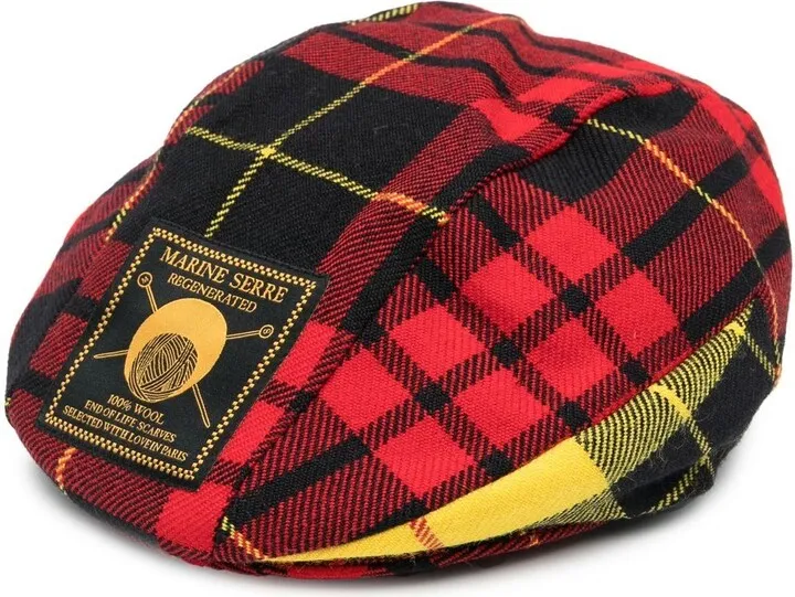 Regenerated tartan logo-patch beret