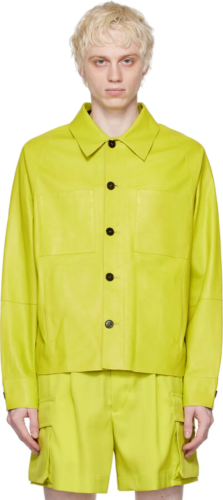 Emporio Armani Green Patch Leather Jacket