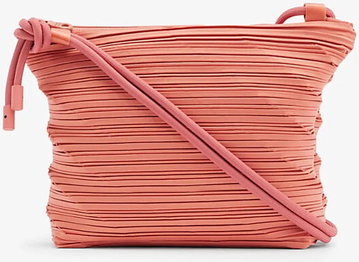 Womens Coral Red Patapata Pleated Woven Cross-body bag