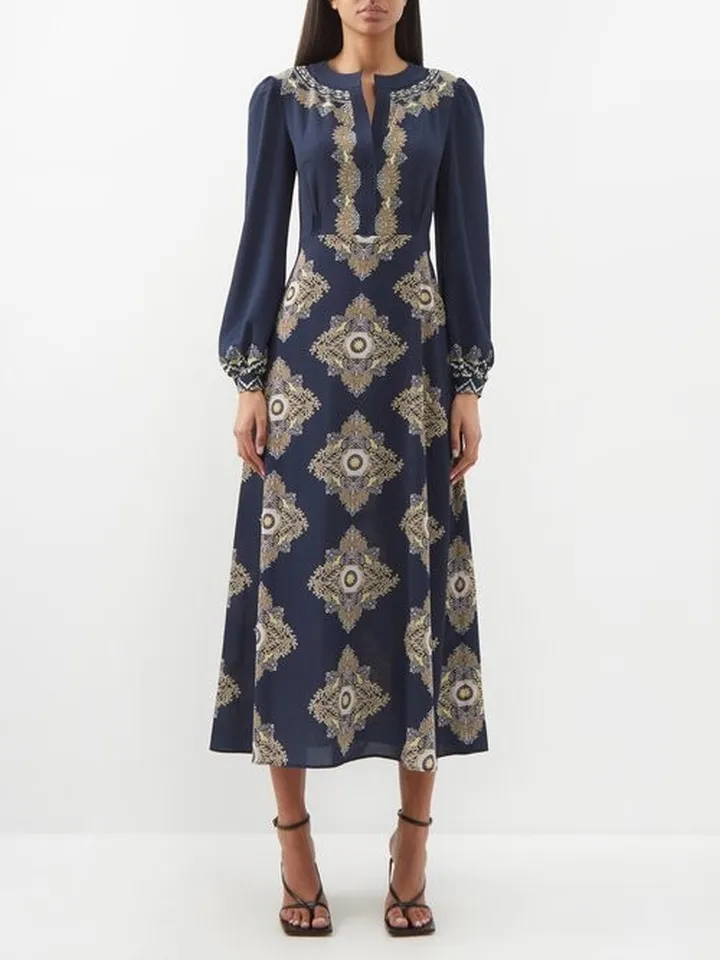 Geometric-jacquard Midi Dress