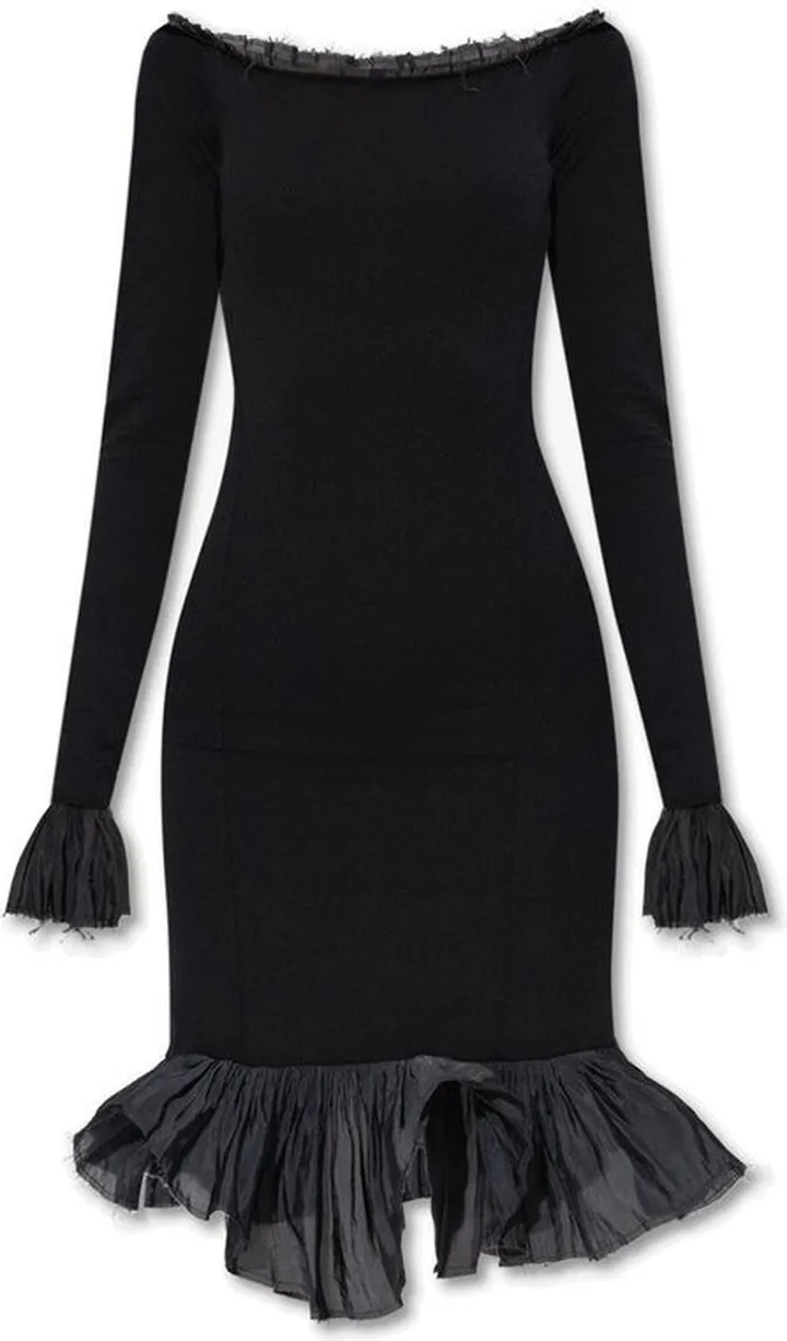 MM6 Maison Margiela Off-Shoulder Flared Hem Midi Dress