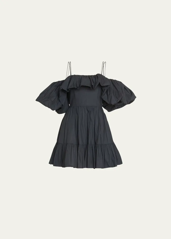 Lila Off-the-Shoulder Cotton Chiffon Mini Dress