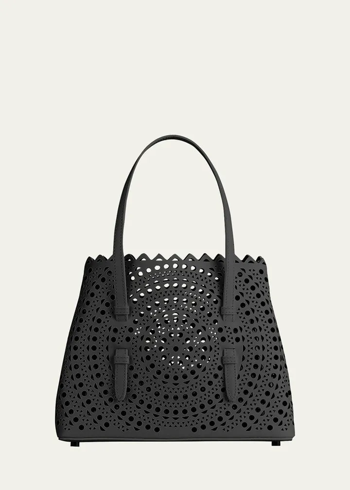 Mina Medium Laser-Cut Leather Tote Bag