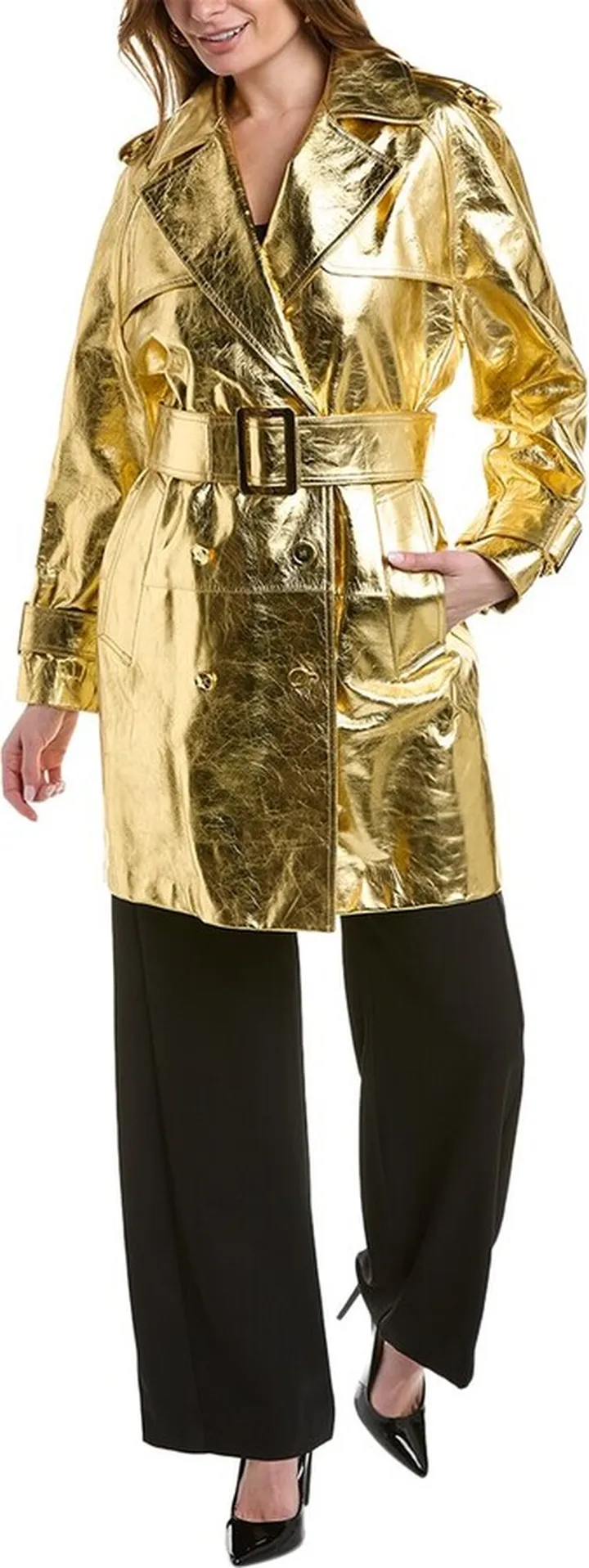 Michael Kors Collection Metallic Leather Trench Coat
