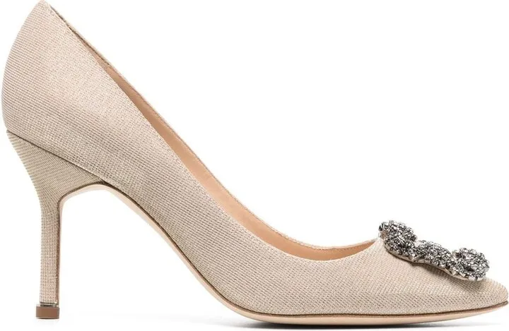 Hangisi crystal-buckle 95mm pumps