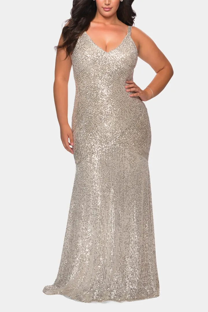 Long Sequin Curvy Dress