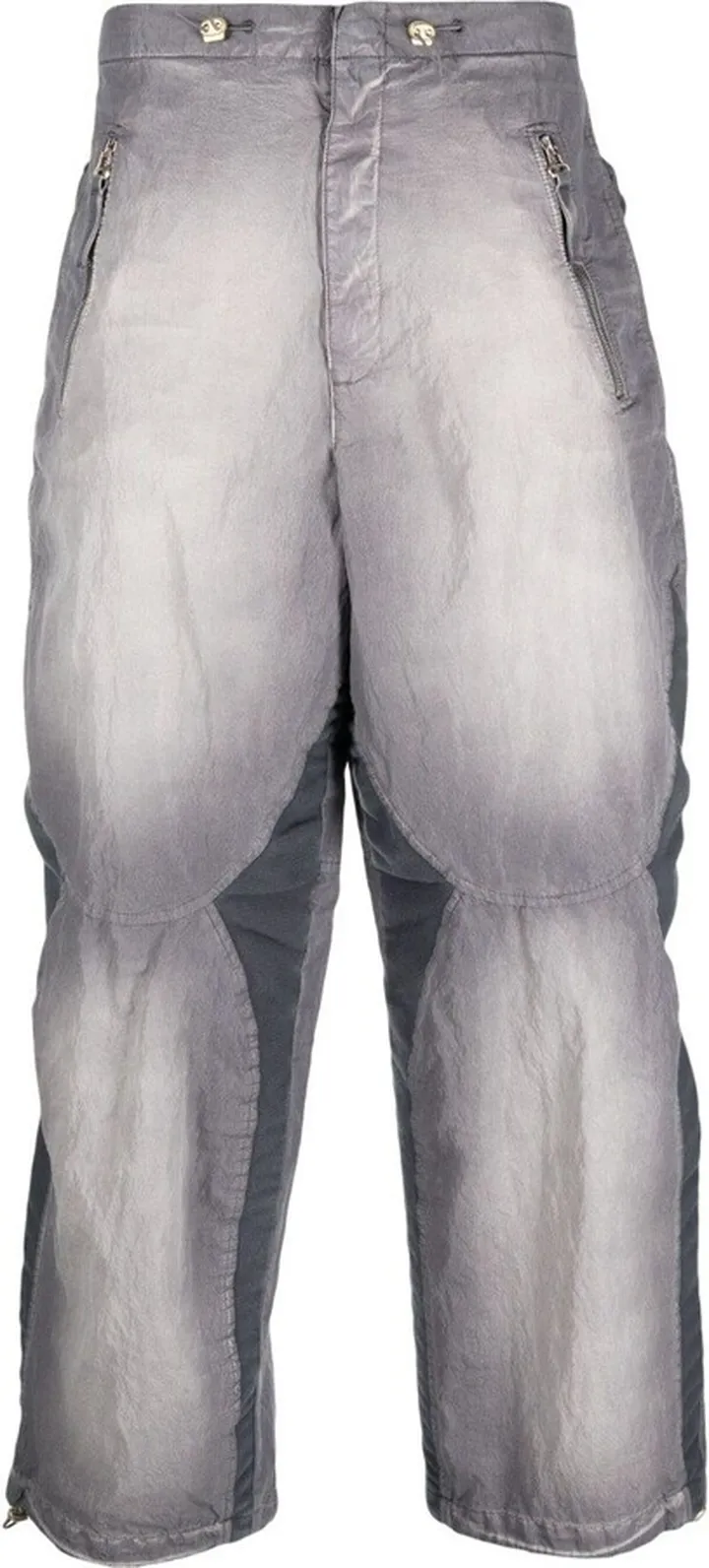 Grey Wide-Legged Panelled Trousers