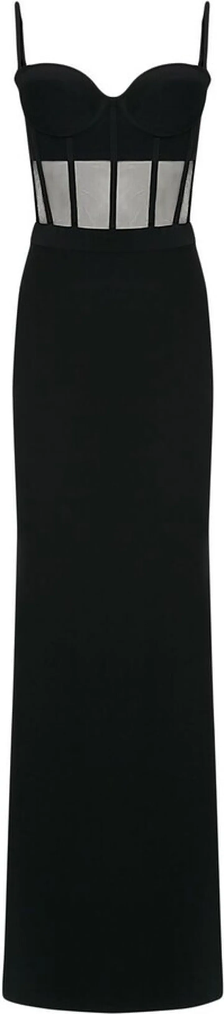 Sheer-Panel Maxi Dress