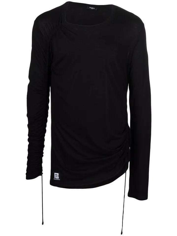 long-sleeve drawstring T-shirt