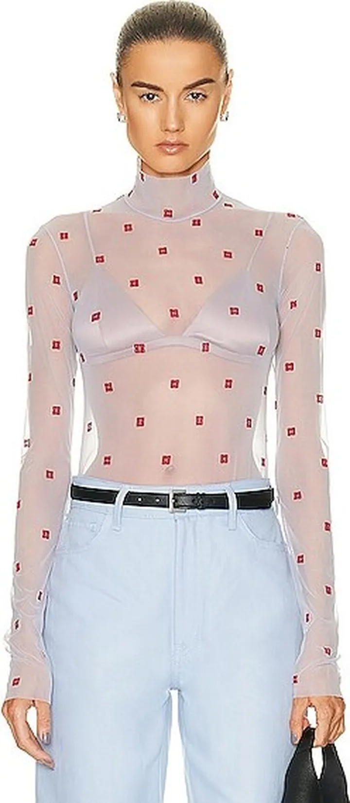 Givenchy High Neck Bodysuit in Baby Blue