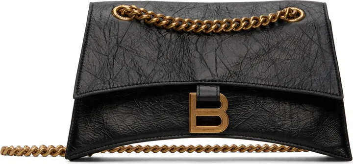 Balenciaga Black Small Crush Chain Shoulder Bag