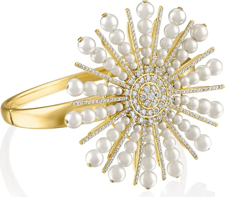 Akoya Pearl & Diamond Spoke Bangle