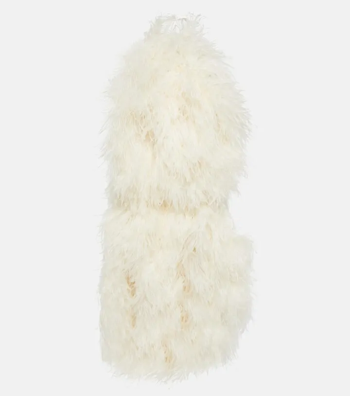 Feather-trimmed cady minidress