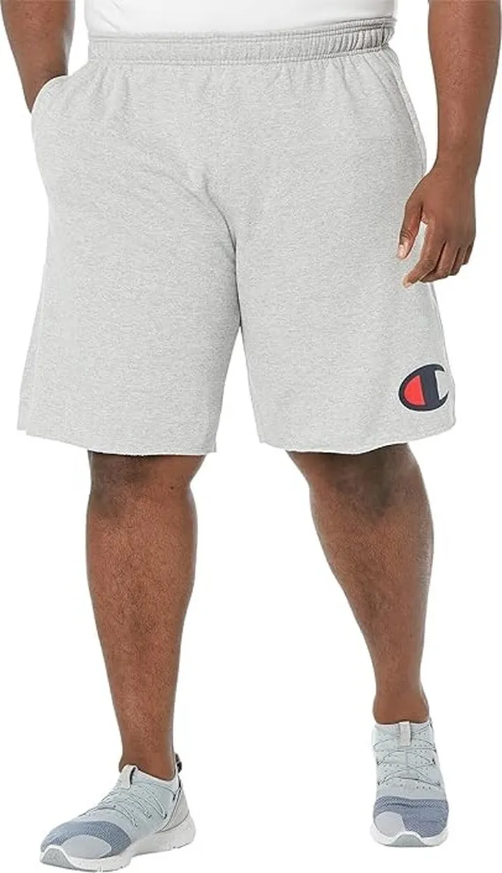 Champion Big Tall Powerblend 10 Graphic Shorts (Oxford Gray) Men's Clothing