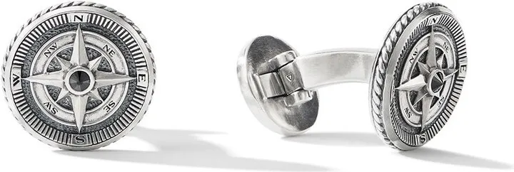 sterling silver Maritime compass diamond cufflinks